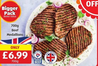 Aldi Beef Medallions 700g offer