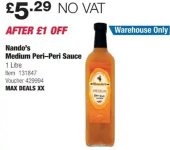 Costco Nando's Medium Peri-Peri Sauce 1 Litre offer