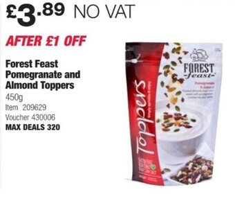 Costco Forest Feast Pomegranate and Almond Toppers 450g offer