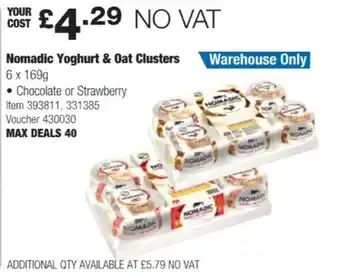 Costco Nomadic Yoghurt & Oat Clusters 6x169g. offer