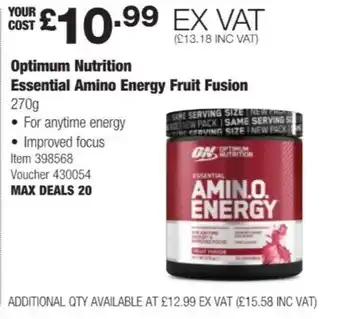 Costco Optimum Nutrition Essential Amino Energy Fruit Fusion 270g offer