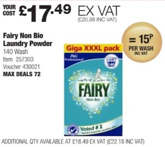 Costco Fairy Non Bio Laundry Powder 140 Wash offer