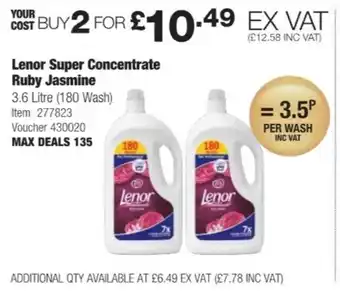 Costco Lenor Super Concentrate Ruby Jasmine 3.6 Litre (180 Wash) offer