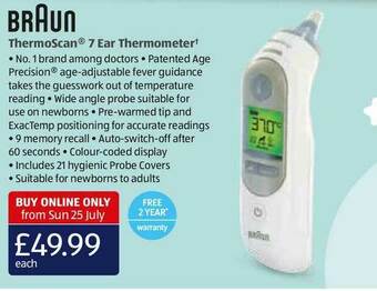 Aldi Braun Thermoscan 7 Ear Thermometer offer