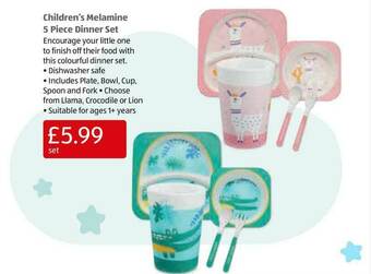 Aldi Children's Melamine 5 Piece Dinner Set offer