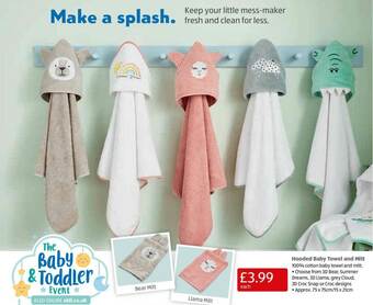 Aldi Hooded Baby Towel And Mitt offer