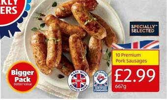 Aldi 10 Premium Pork Sausages offer