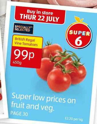 Aldi British Regal Vine Tomatoes offer