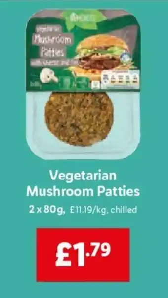 Lidl Vegetarian Mushroom Patties 2x80g. offer
