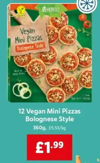 Lidl 12 Vegan Mini Pizza Bolognese Style 360g. offer