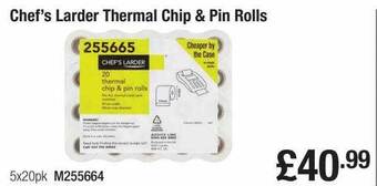 Booker Wholesale Chef's larder thermal chip & pin rolls offer