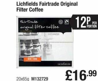 Booker Wholesale Lichfields fairtrade original filter coffee offer