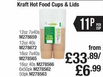Booker Wholesale Kraft hot food cups & lids offer