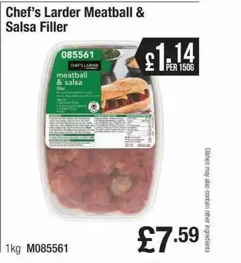 Booker Wholesale Chef's larder meatball & salsa filler offer