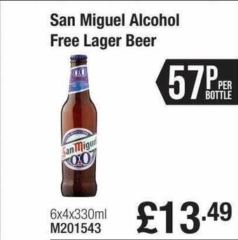 Booker Wholesale San miguel alcohol free lager beer offer