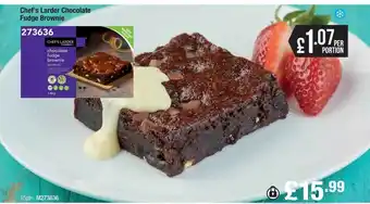 Booker Wholesale Chef's larder chocolate fudge brownie offer