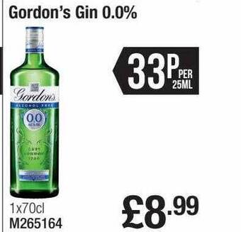 Booker Wholesale Gordon's gin 0.0% offer
