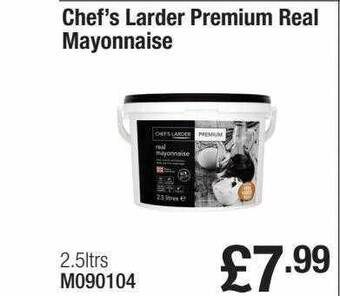Booker Wholesale Chef's larder premium real mayonnaise offer