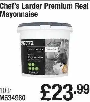 Booker Wholesale Chef's larder premium real mayonnaise offer