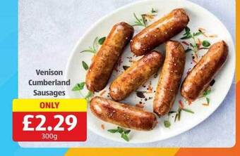 Aldi Venison cumberland sausages offer