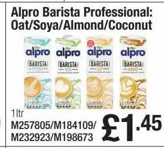 Alpro barista professional: oat, soya, almond or coconut