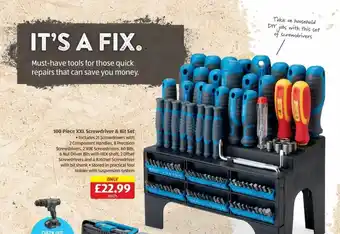 Aldi 100 piece xxl screwdriver & bit set offer