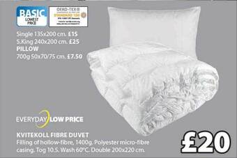 JYSK Kvitekoll fibre duvet offer
