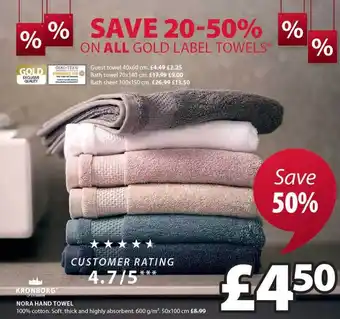 JYSK Nora hand towel offer