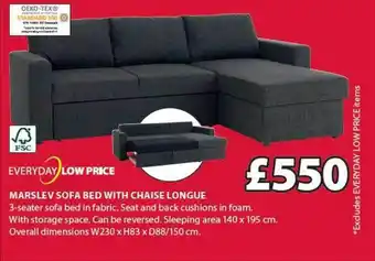 JYSK Marslev sofa bed with chaise longue offer