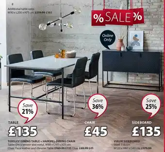 JYSK Terslev dining table + hammel dining chair, virum sideboard offer
