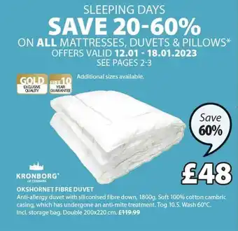 JYSK Okshornet fibre duvet offer