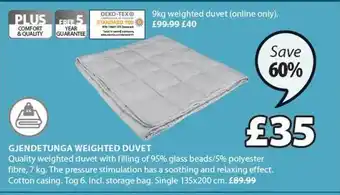 JYSK Gjendetunga weighted duvet offer