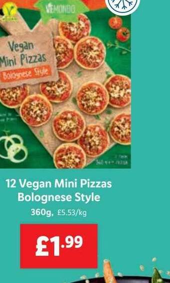 Lidl 12 vegan mini pizzas bolognese style offer