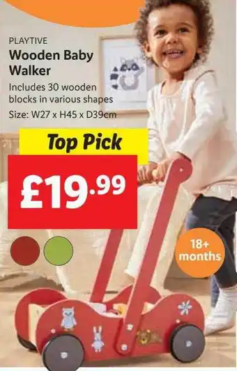 Lidl Playtive wooden baby walker offer