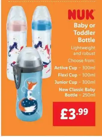 Lidl Nuk baby or toddler bottle offer