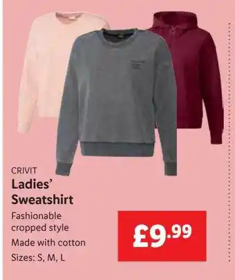 Lidl Crivit ladies sweatshirt offer