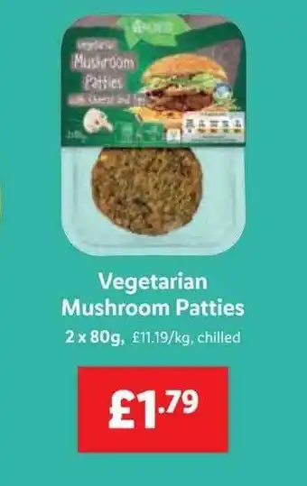 Lidl Vegetarian mushroom patties offer