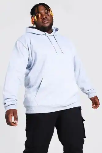 Boohoo Boohooman mens grey plus size basic over the head hoodie, grey offer