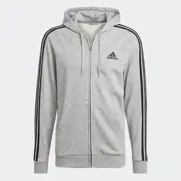 Decathlon Adidas men's straight-cut crew neck zipped hoodie with pocket 3 stripes - grey offer