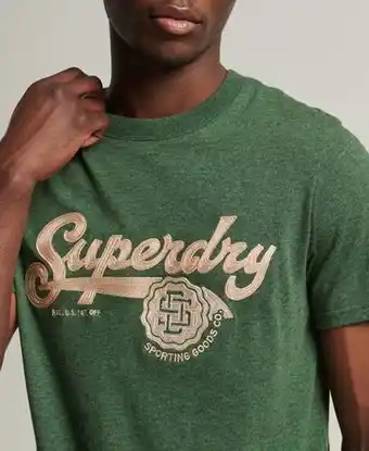 Superdry men's vintage script style collegiate t-shirt green / heritage pine green marl