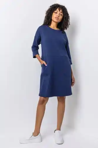 Roman Roman comfy panel pocket dress in navy - size 10 offer