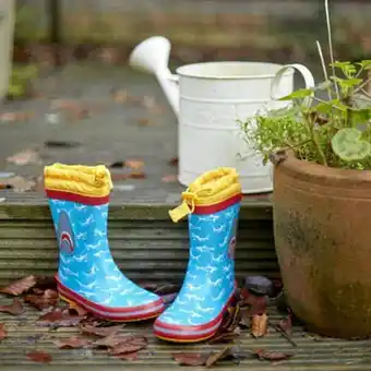 Start-Rite Start rite little puddle, blue shark water resistant wellies offer