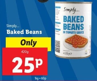 Lidl Simply Baked Beans 420g offer
