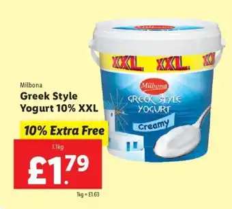 Lidl Milbona Greek Style Yogurt 10% XXL offer