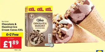 Lidl Bon Gelati Chocolate & Hazelnut Ice Cream Cones XXL offer