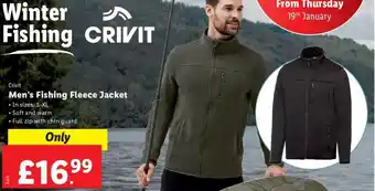 Lidl Crivit Men's Fishing Fleece Jacket offer