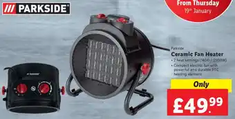 Lidl Parkside Ceramic Fan Heater offer