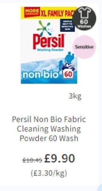 Asda Persil Non Bio Fabric Cleaning Washing Powder 60 Wash offer