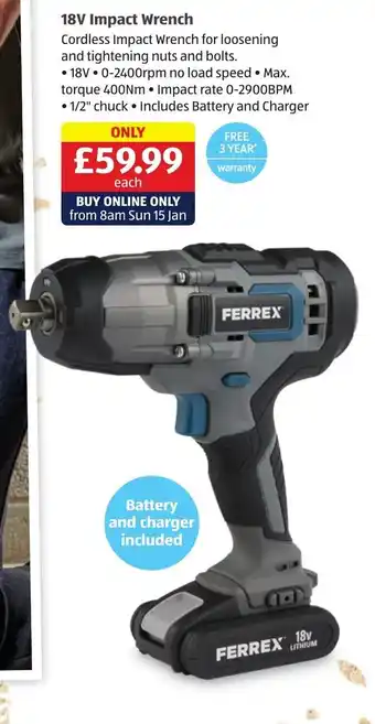 Aldi Ferrex 18V Impact Wrench offer