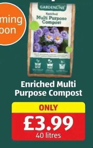 Aldi Gardenline Enriched Multi Purpose Compost offer